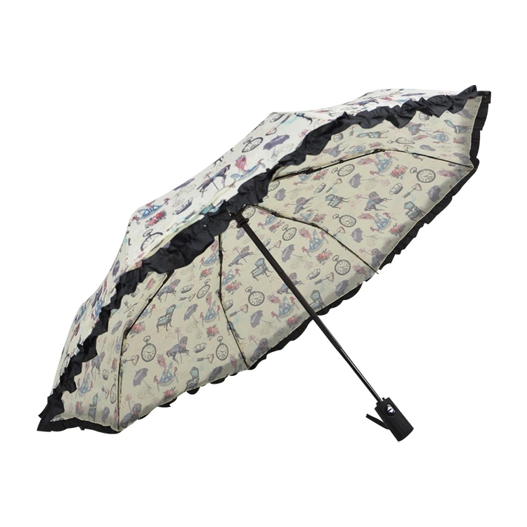 방풍 3접이식 레이스 우산